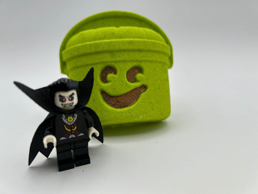 Trick or Treat Bucket Kids Bath Bomb with Vampire Minifigure Inside - Berwyn Betty's Bath & Body Shop