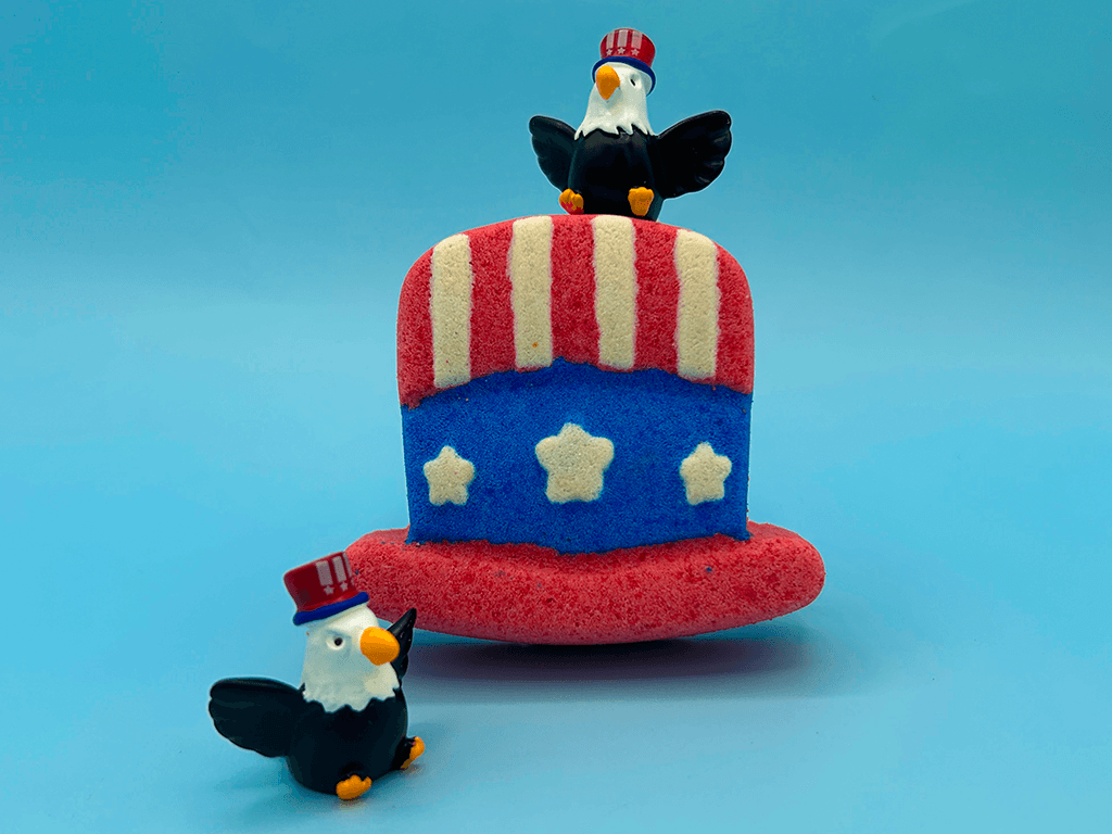 Uncle Sam Hat Kids Bath Bomb with Bald Eagle Toy Inside - Berwyn Betty's Bath & Body Shop