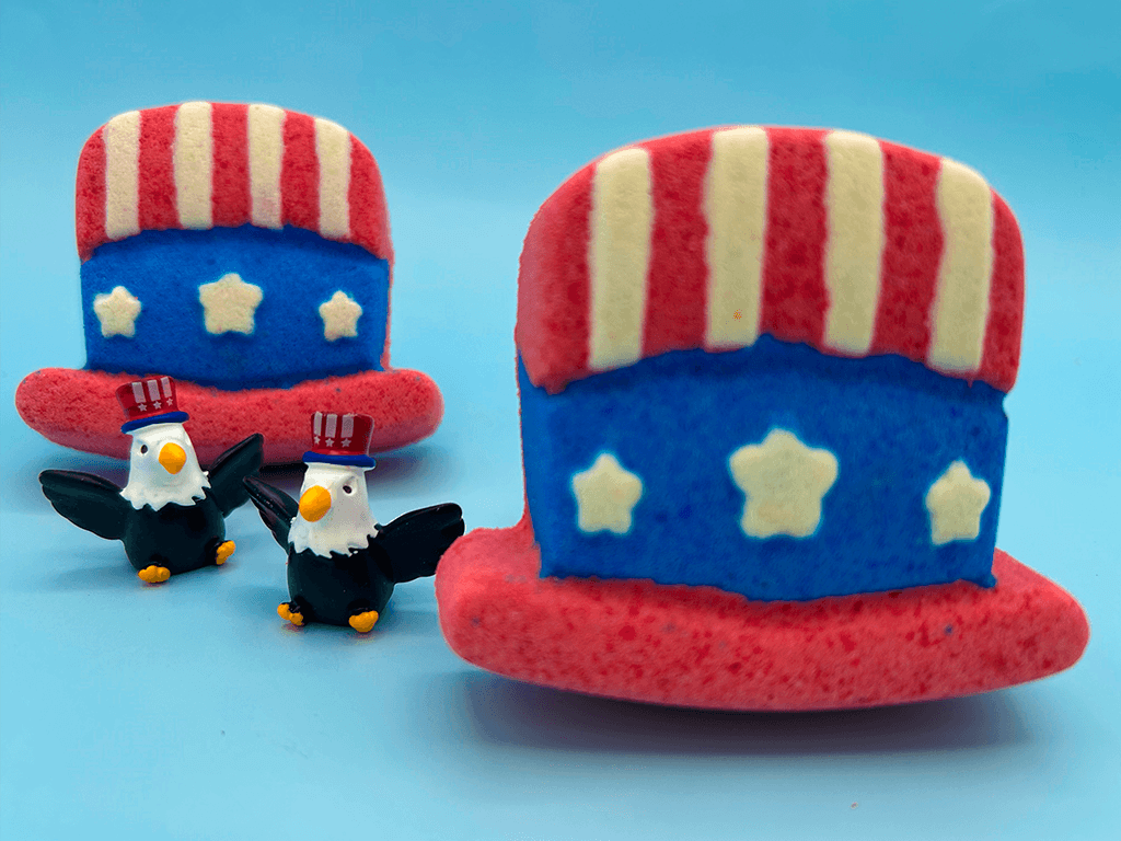Uncle Sam Hat Kids Bath Bomb with Bald Eagle Toy Inside - Berwyn Betty's Bath & Body Shop