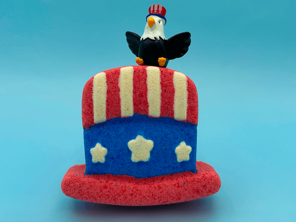 Uncle Sam Hat Kids Bath Bomb with Bald Eagle Toy Inside - Berwyn Betty's Bath & Body Shop