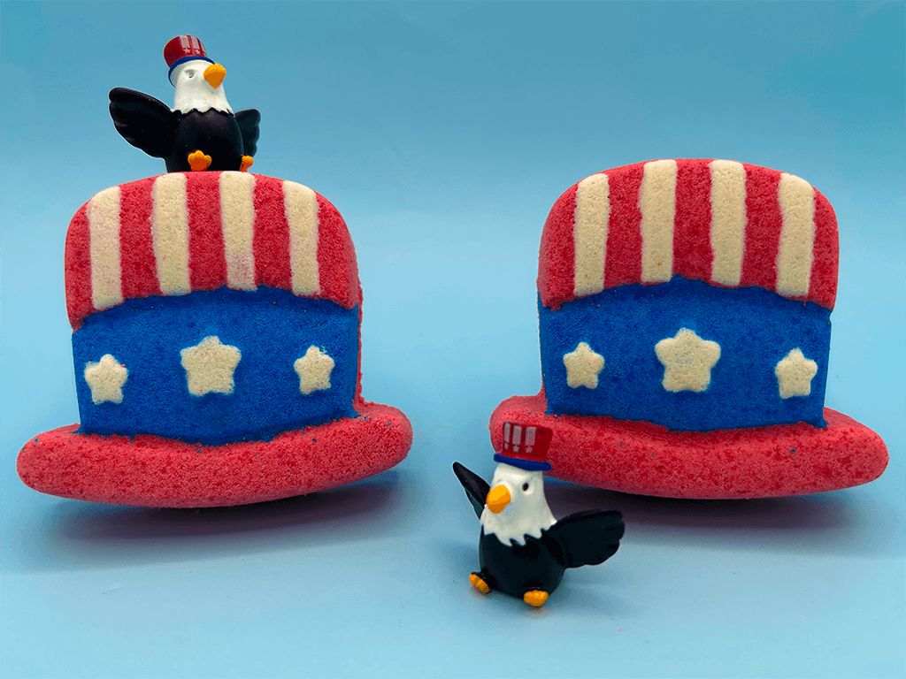 Uncle Sam Hat Kids Bath Bomb with Bald Eagle Toy Inside - Berwyn Betty's Bath & Body Shop