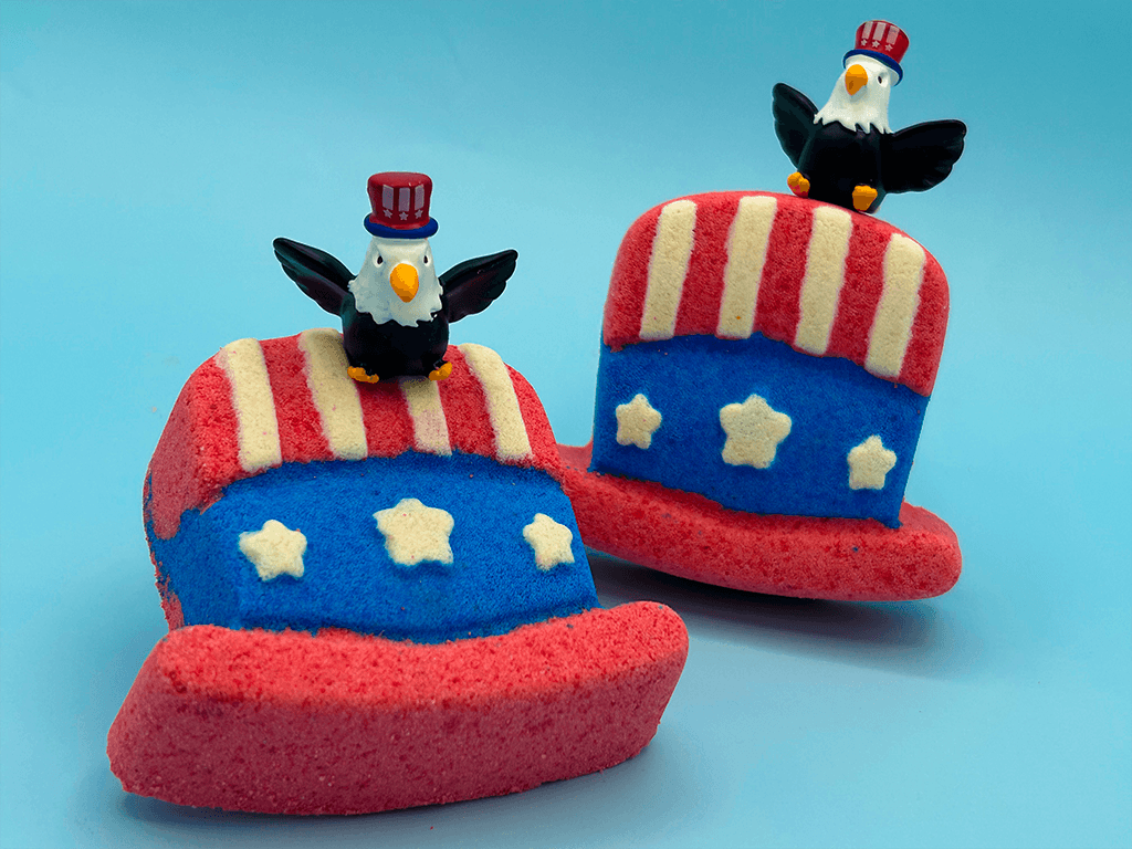 Uncle Sam Hat Kids Bath Bomb with Bald Eagle Toy Inside - Berwyn Betty's Bath & Body Shop