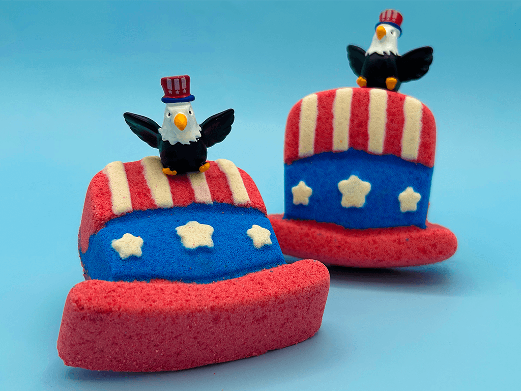 Uncle Sam Hat Kids Bath Bomb with Bald Eagle Toy Inside - Berwyn Betty's Bath & Body Shop