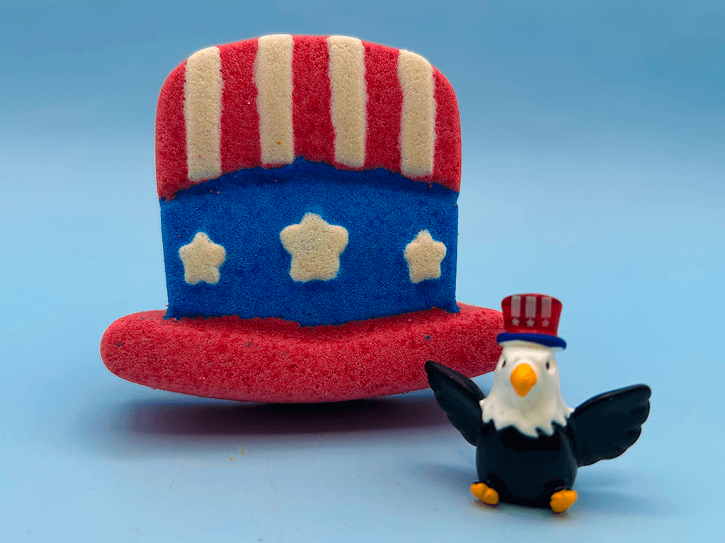 Uncle Sam Hat Kids Bath Bomb with Bald Eagle Toy Inside - Berwyn Betty's Bath & Body Shop