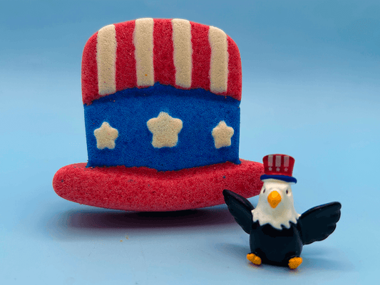 Uncle Sam Hat Kids Bath Bomb with Bald Eagle Toy Inside - Berwyn Betty's Bath & Body Shop