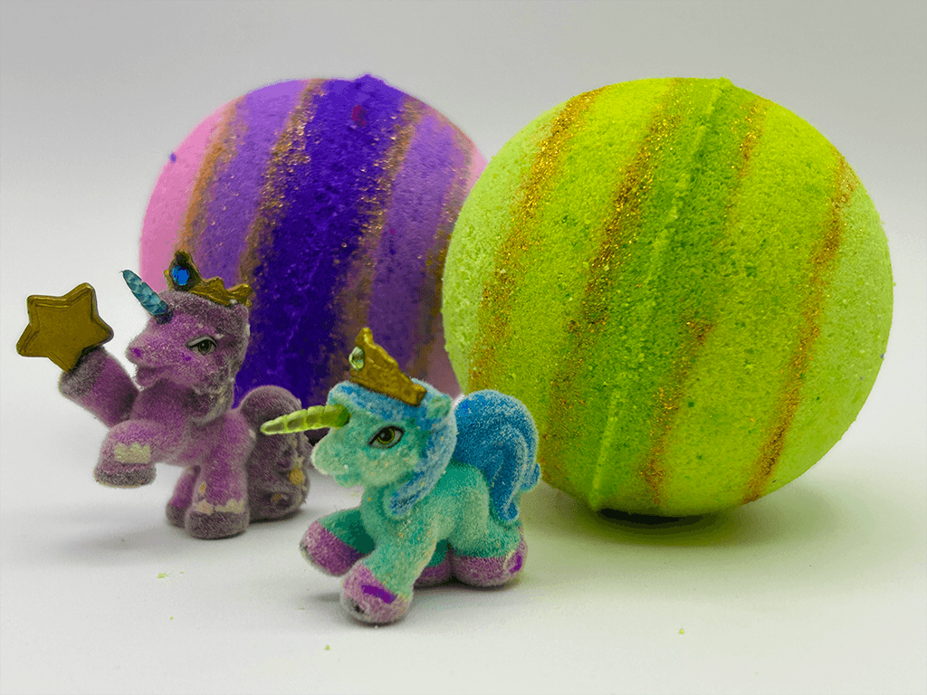 UNICORN Kids Bath Bombs Gift Box with Toys Inside - 4 ct - Berwyn Betty's Bath & Body Shop