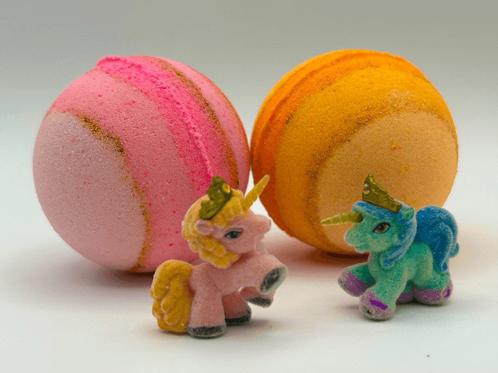 UNICORN Kids Bath Bombs Gift Box with Toys Inside - 4 ct - Berwyn Betty's Bath & Body Shop