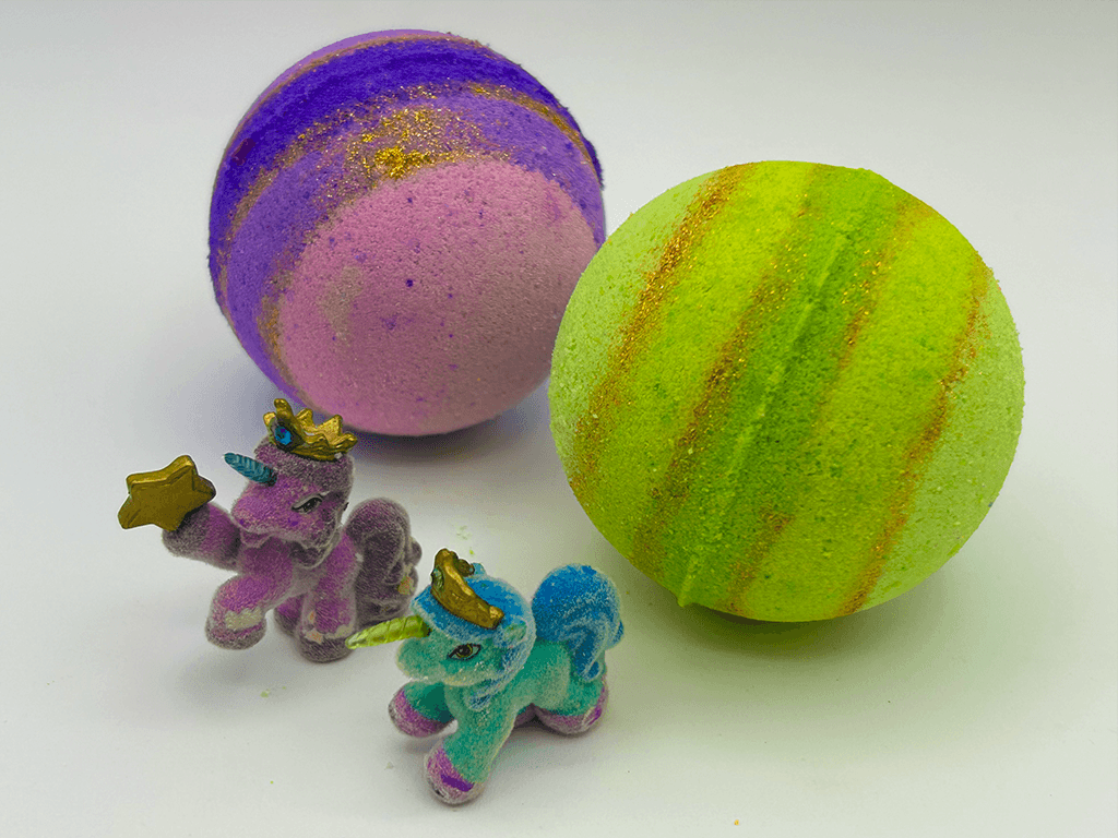 UNICORN Kids Bath Bombs Gift Box with Toys Inside - 4 ct - Berwyn Betty's Bath & Body Shop