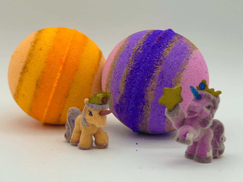 UNICORN Kids Bath Bombs Gift Box with Toys Inside - 4 ct - Berwyn Betty's Bath & Body Shop
