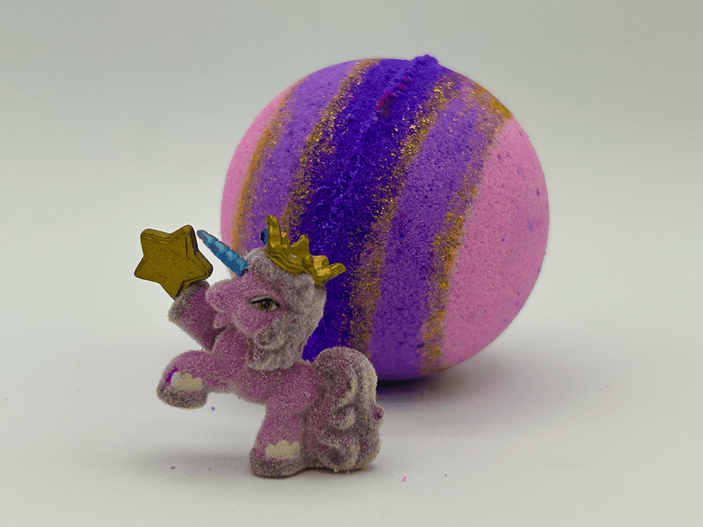 UNICORN Kids Bath Bombs Gift Box with Toys Inside - 4 ct - Berwyn Betty's Bath & Body Shop