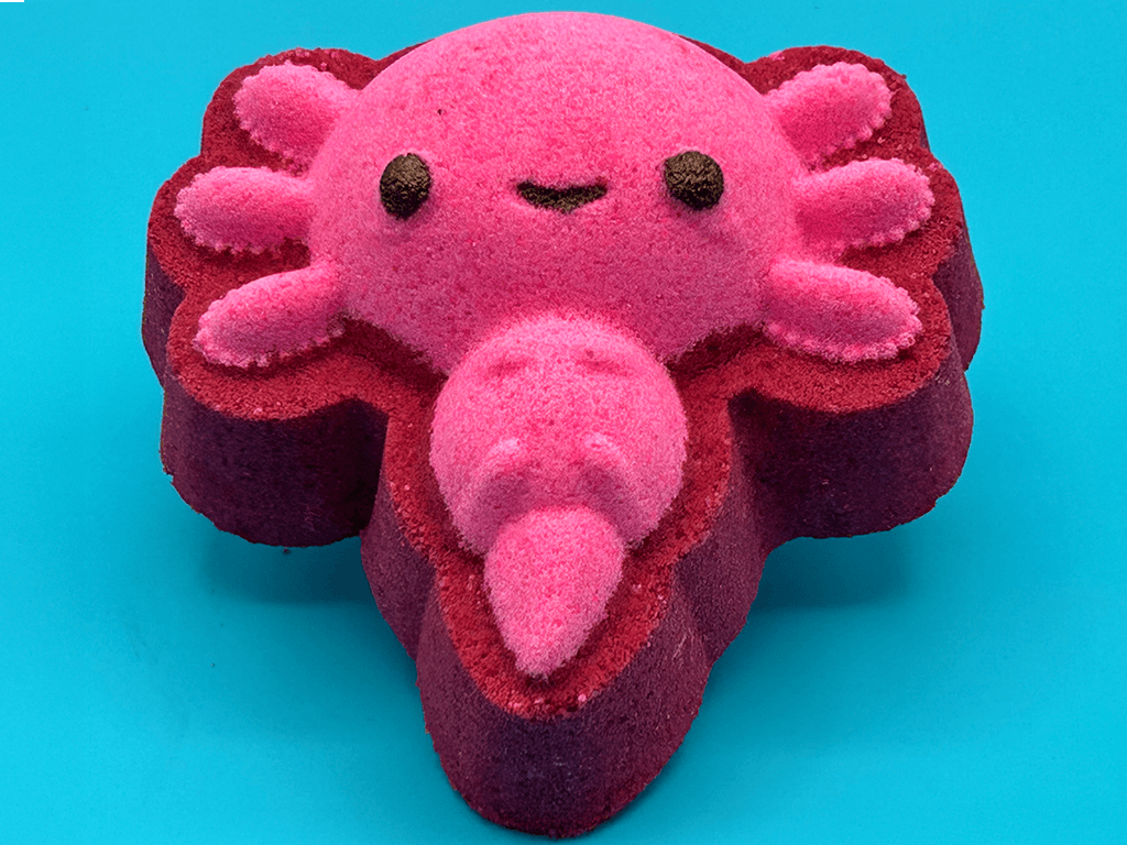 VALENTINE AXOLOTL Kids Bath Bomb with Axolotl Figure Inside - Berwyn Betty's Bath & Body Shop