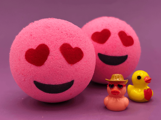 VALENTINE EMOJI Kids Bath Bomb with Duck Figurine Inside - Berwyn Betty's Bath & Body Shop