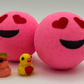 VALENTINE EMOJI Kids Bath Bomb with Duck Figurine Inside - Berwyn Betty's Bath & Body Shop