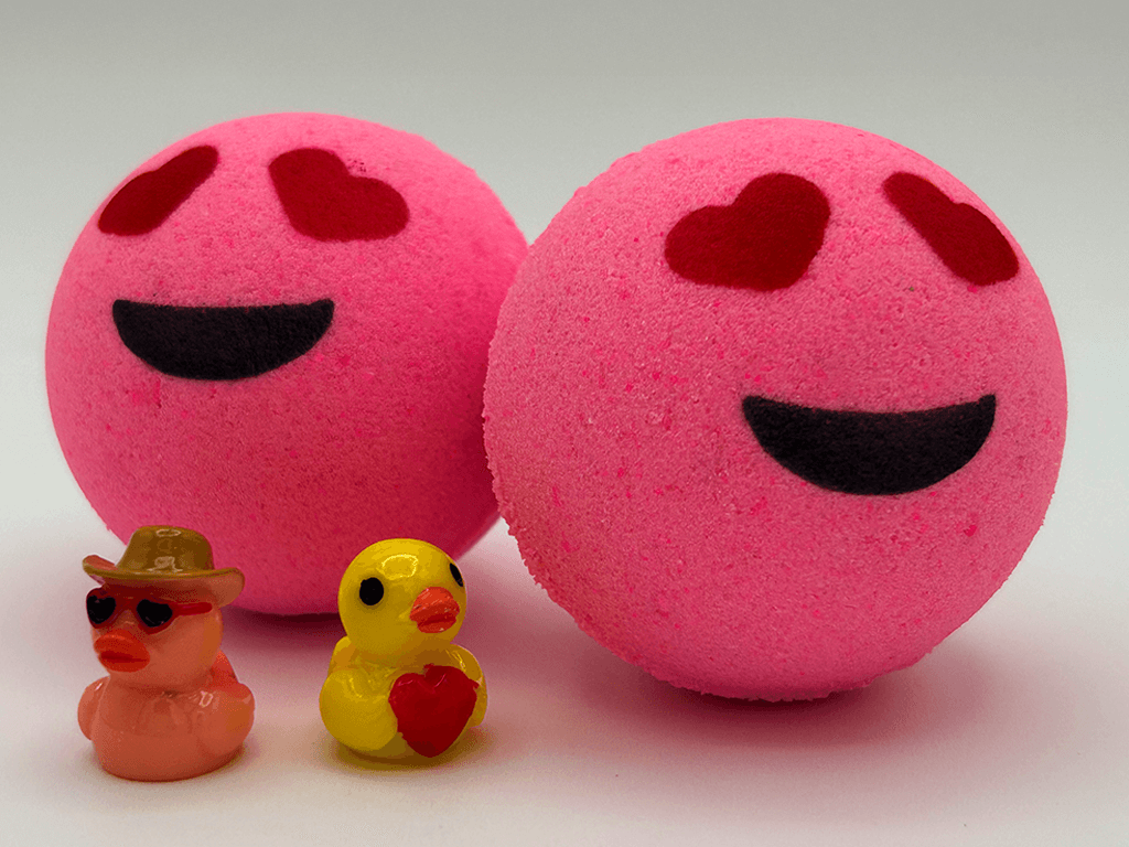 VALENTINE EMOJI Kids Bath Bomb with Duck Figurine Inside - Berwyn Betty's Bath & Body Shop