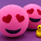 VALENTINE EMOJI Kids Bath Bomb with Duck Figurine Inside - Berwyn Betty's Bath & Body Shop