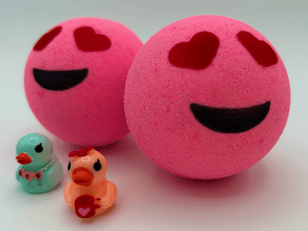VALENTINE EMOJI Kids Bath Bomb with Duck Figurine Inside - Berwyn Betty's Bath & Body Shop