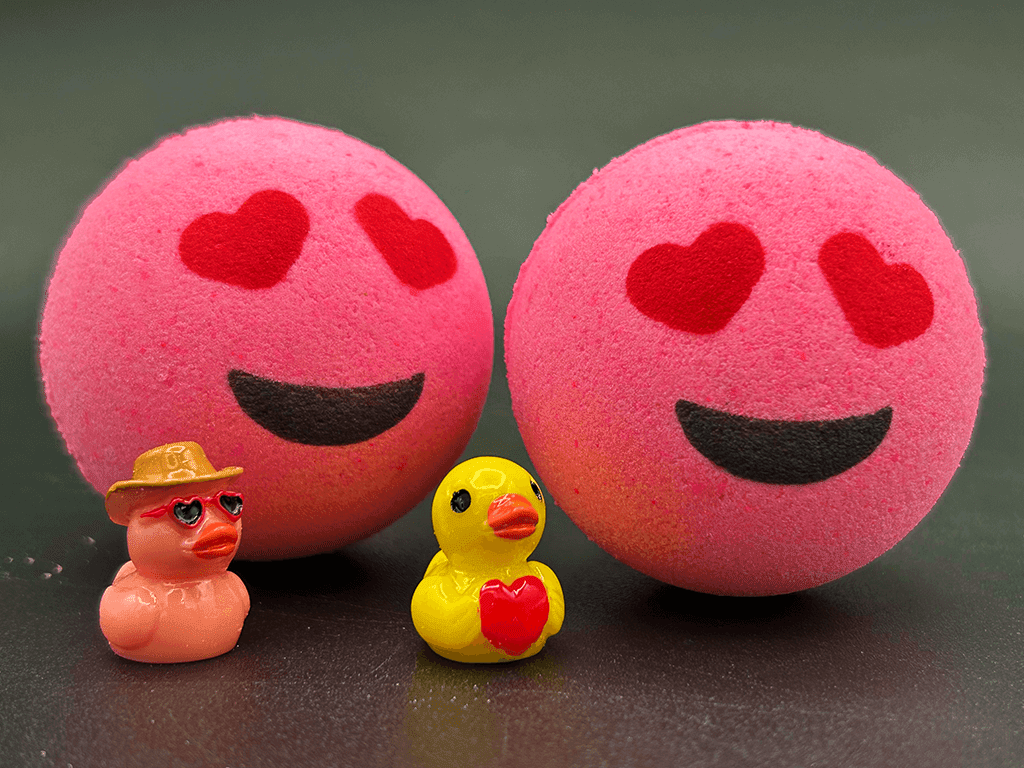 VALENTINE EMOJI Kids Bath Bomb with Duck Figurine Inside - Berwyn Betty's Bath & Body Shop