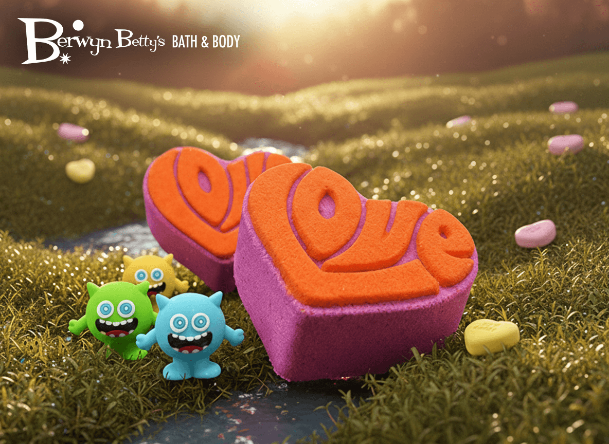 VALENTINE LOVE Kids Bath Bomb with Figurine Toy Inside - Berwyn Betty's Bath & Body Shop