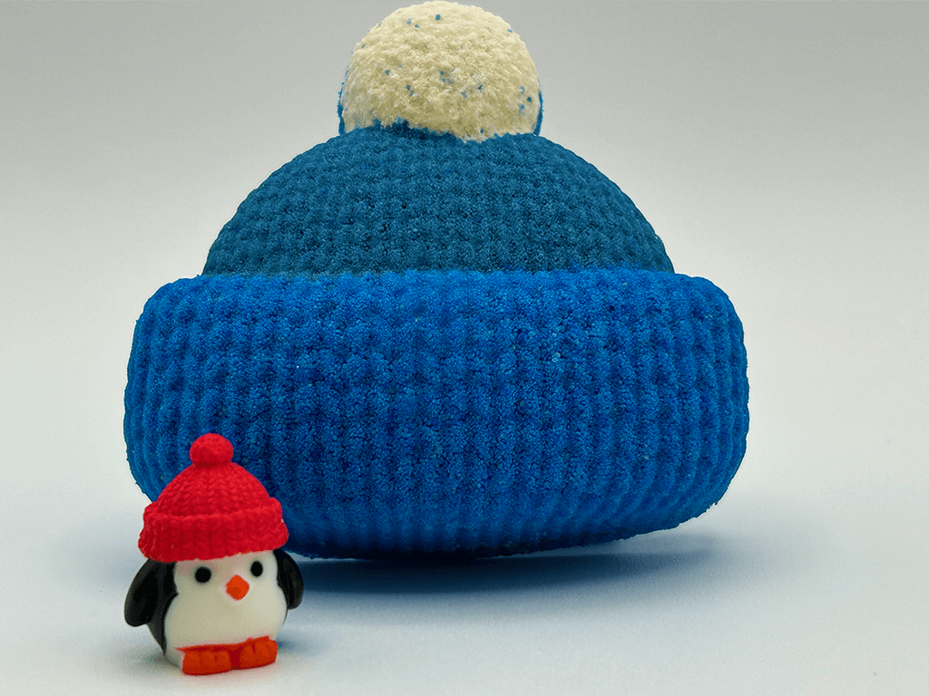 Winter Cap Kids Bath Bomb with Little Capped Penguin Toy Inside - Berwyn Betty's Bath & Body Shop