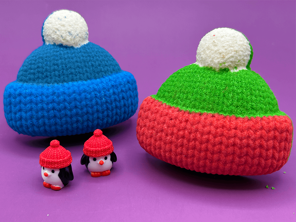 Winter Cap Kids Bath Bomb with Little Capped Penguin Toy Inside - Berwyn Betty's Bath & Body Shop