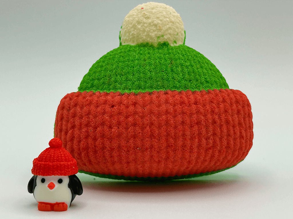 Winter Cap Kids Bath Bomb with Little Capped Penguin Toy Inside - Berwyn Betty's Bath & Body Shop