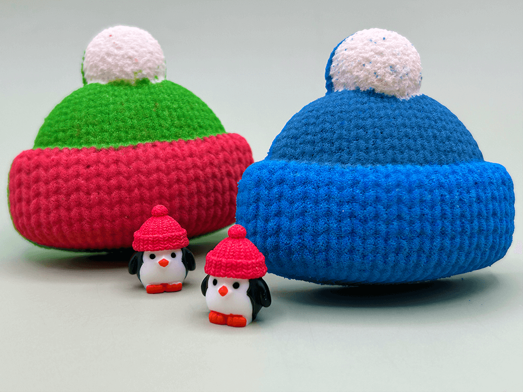 Winter Cap Kids Bath Bomb with Little Capped Penguin Toy Inside - Berwyn Betty's Bath & Body Shop