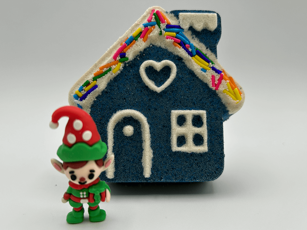 Winter Wonderland Cottage Kids Bath Bomb with Elf Toy Inside - Berwyn Betty's Bath & Body Shop