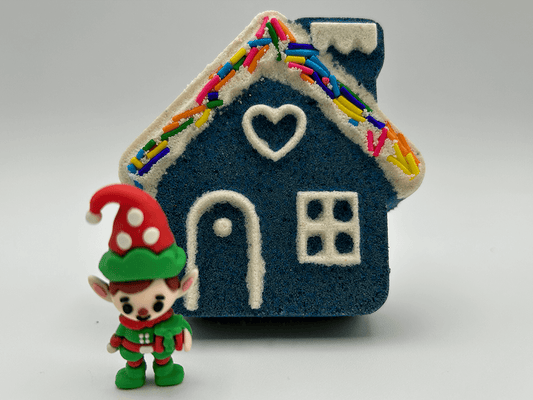 Winter Wonderland Cottage Kids Bath Bomb with Elf Toy Inside - Berwyn Betty's Bath & Body Shop