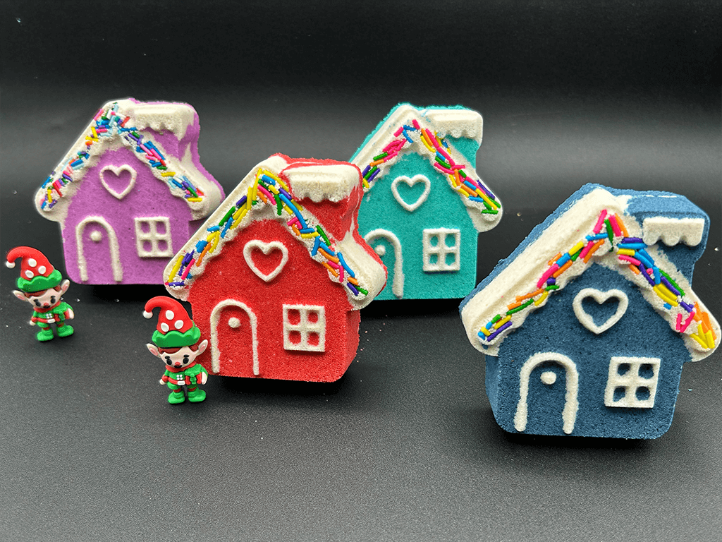 Winter Wonderland Cottage Kids Bath Bomb with Elf Toy Inside - Berwyn Betty's Bath & Body Shop