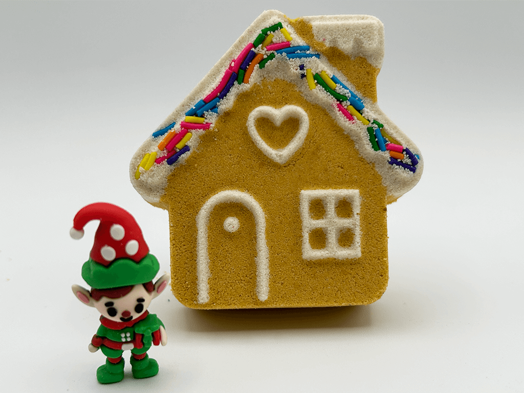 Winter Wonderland Cottage Kids Bath Bomb with Elf Toy Inside - Berwyn Betty's Bath & Body Shop