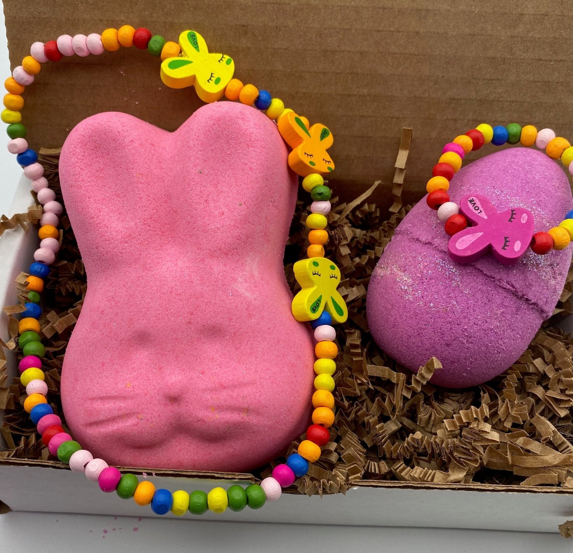 Bunny and Egg Bath Bombs with Toy Jewelry Inside - Berwyn Betty's Bath & Body Shop
