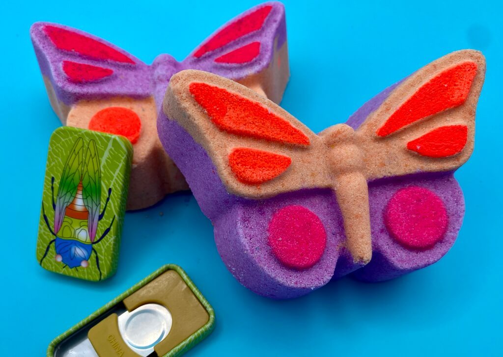Butterfly Bath Bomb with Insect Clicker Inside - Berwyn Betty's Bath & Body Shop
