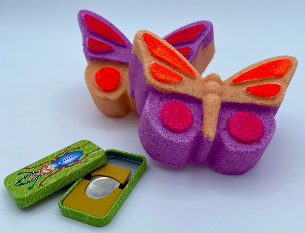 Butterfly Bath Bomb with Insect Clicker Inside - Berwyn Betty's Bath & Body Shop