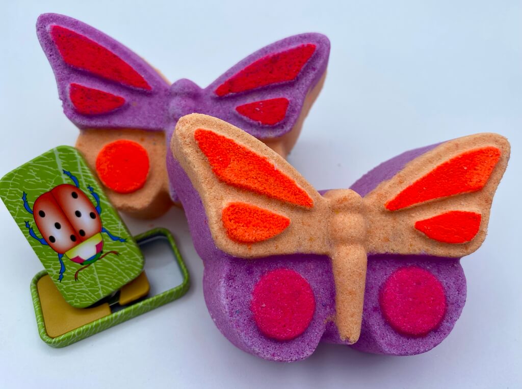 Inside Insect Clicker Butterfly Bath Bomb with Insect Clicker Inside