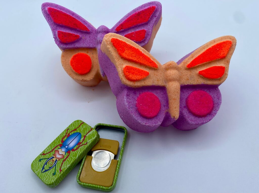 Butterfly Bath Bomb with Insect Clicker Inside - Berwyn Betty's Bath & Body Shop