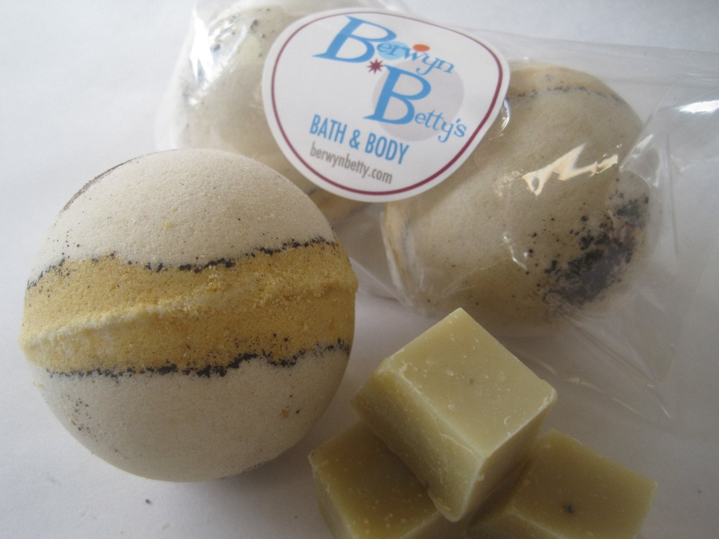 Cappuccino & Hazelnut Scented Bath Bombs with Handmade Soap Inside - 2 ct - Berwyn Betty's Bath & Body Shop