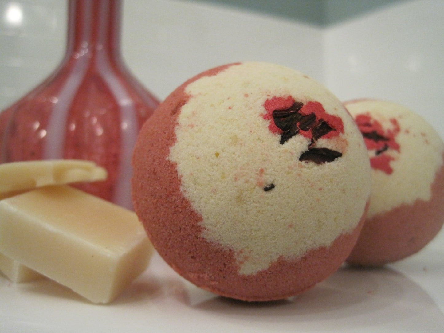 Cherry Almond Scented Bath Bombs with Handmade Soap Inside - 2 ct - Berwyn Betty's Bath & Body Shop
