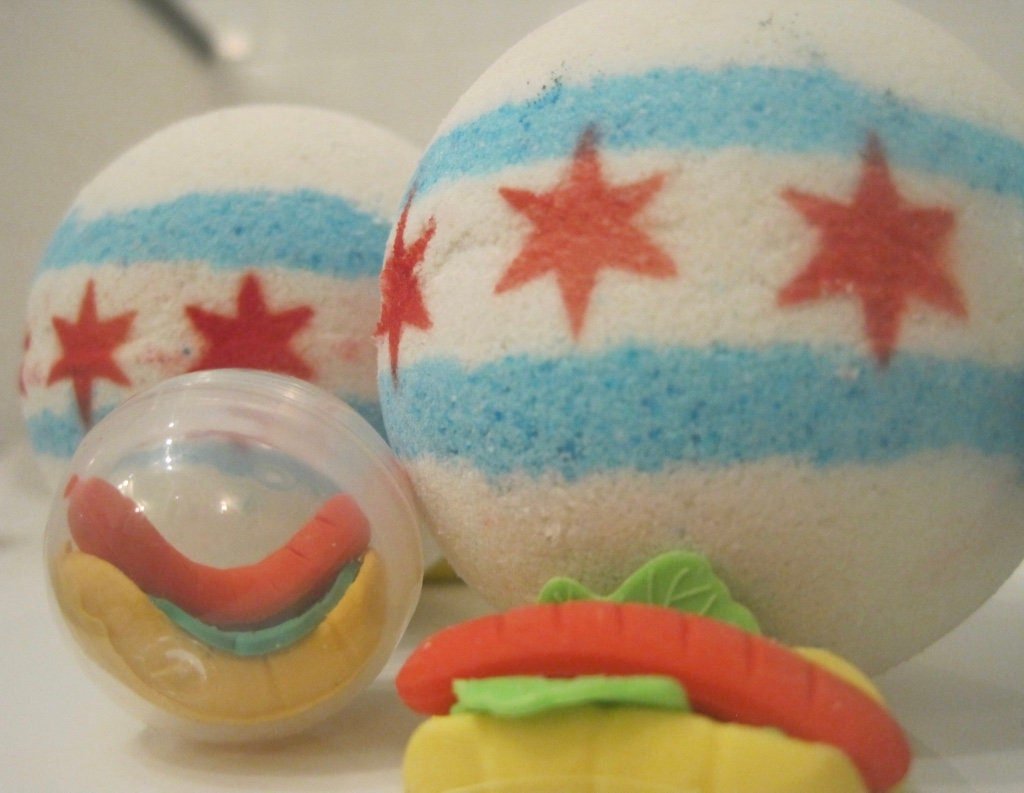 Chicago Flag Bath Bomb with Toy Inside - Berwyn Betty's Bath & Body Shop