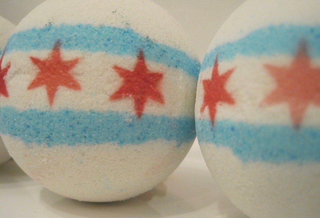 Chicago Flag Bath Bomb with Toy Inside - Berwyn Betty's Bath & Body Shop