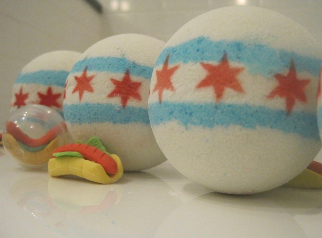 Chicago Flag Bath Bomb with Toy Inside - Berwyn Betty's Bath & Body Shop