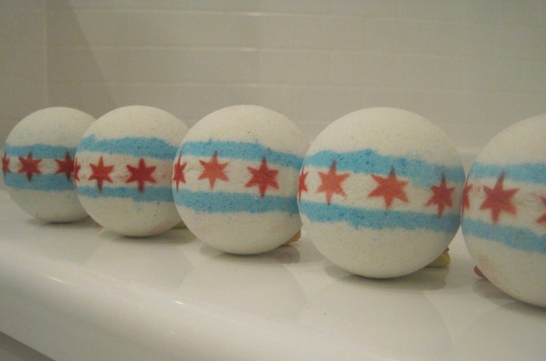 Chicago Flag Bath Bomb with Toy Inside - Berwyn Betty's Bath & Body Shop