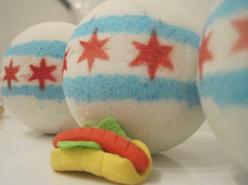 Chicago Flag Bath Bomb with Toy Inside - Berwyn Betty's Bath & Body Shop