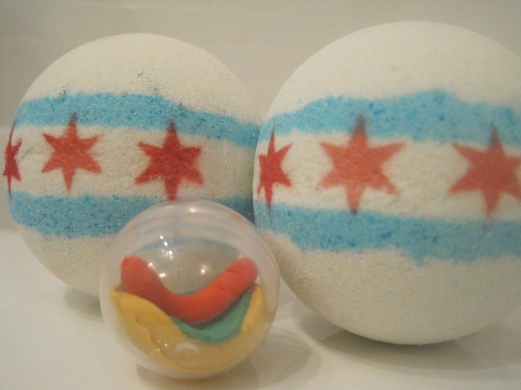 Chicago Flag Bath Bomb with Toy Inside - Berwyn Betty's Bath & Body Shop