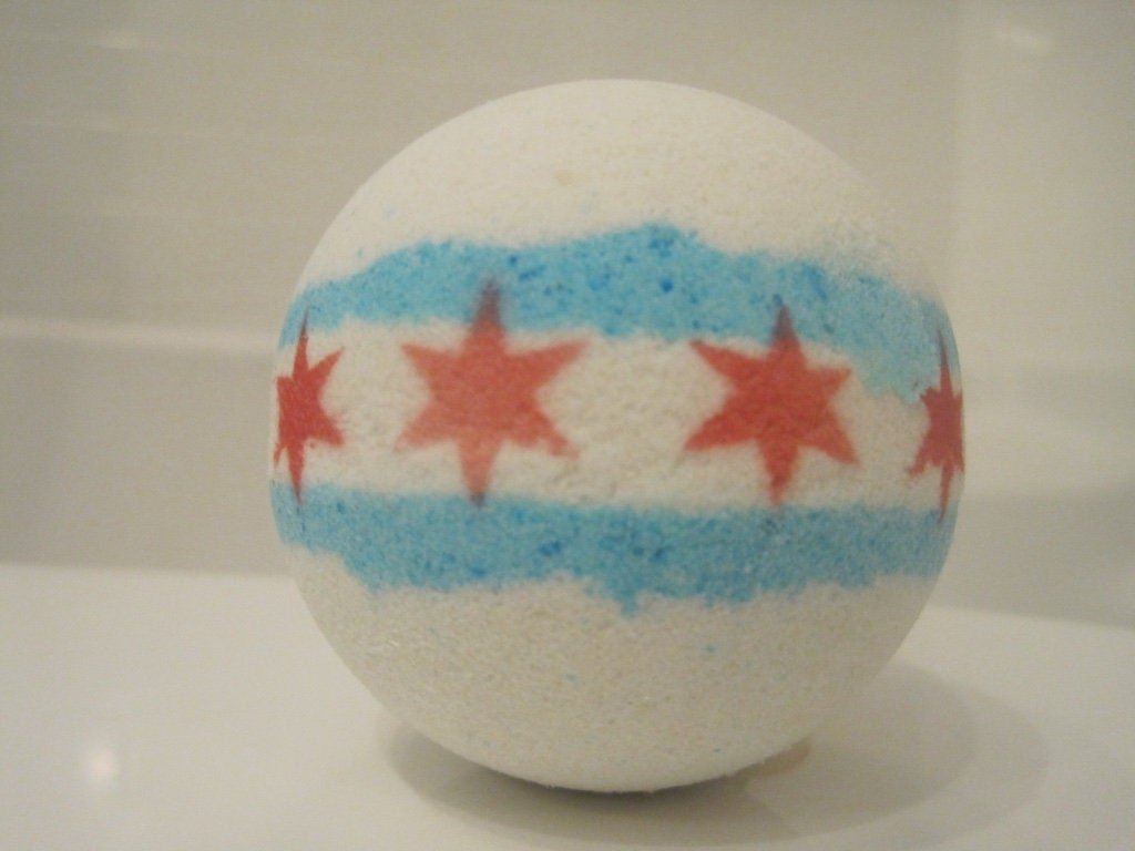 Chicago Flag Bath Bomb with Toy Inside - Berwyn Betty's Bath & Body Shop