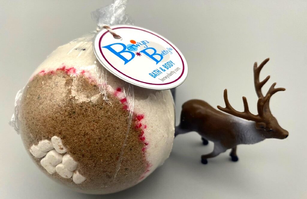 Cocoa Bomb Bath Bomb with Reindeer Inside - Berwyn Betty's Bath & Body Shop