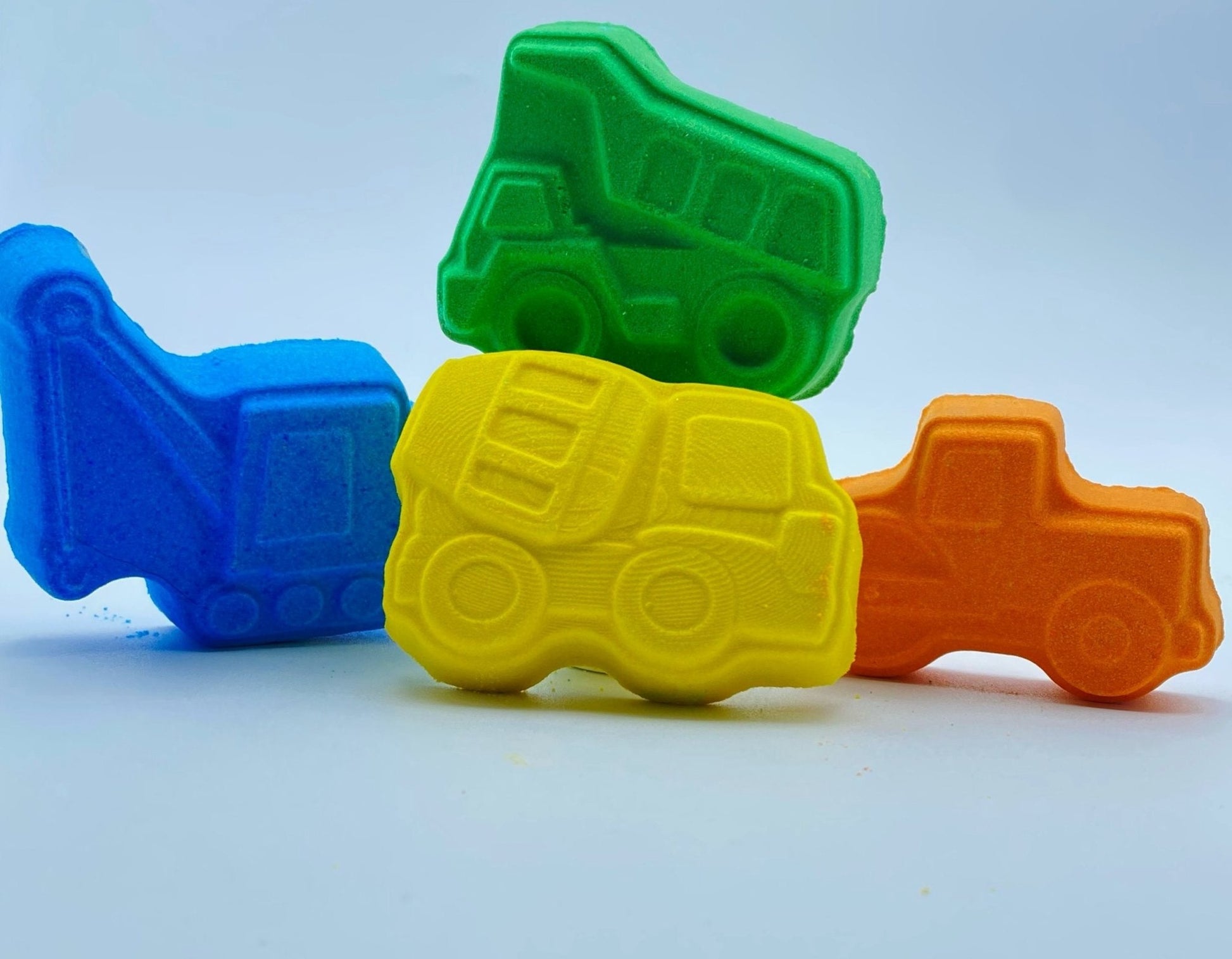 Construction Vehicle Bath Bombs with Worker Toy Inside Gift Pack - 4 ct - Berwyn Betty's Bath & Body Shop