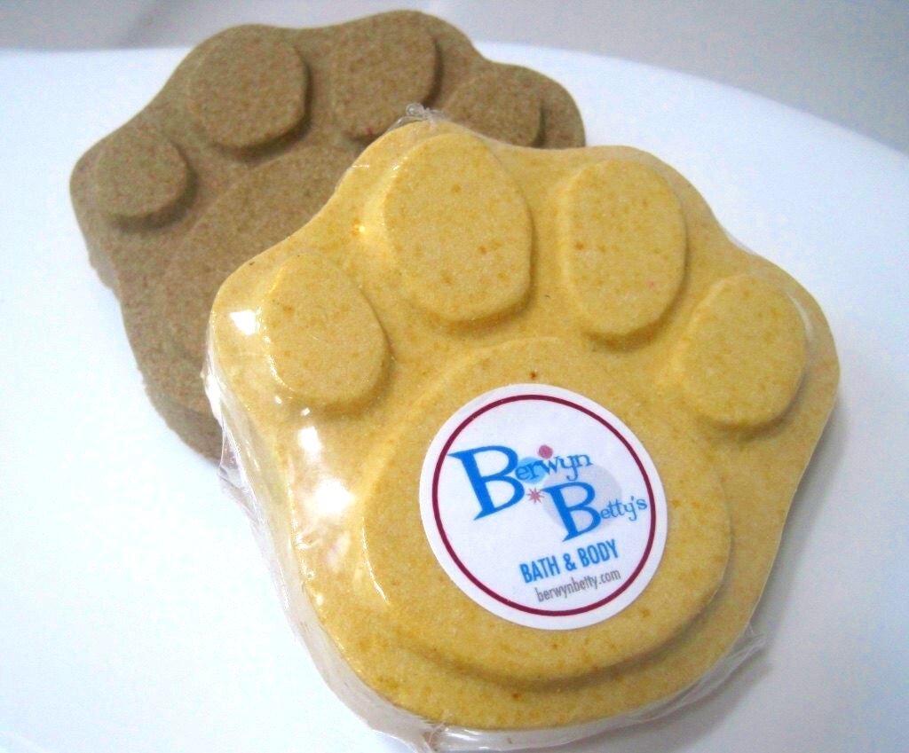 Dog Paw Print Bath Bomb with Toy Inside - Berwyn Betty's Bath & Body Shop