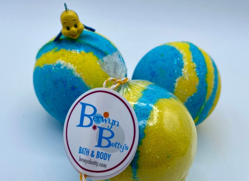 Flounder Bath Bomb with Toy Inside - Berwyn Betty's Bath & Body Shop