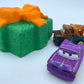 Gift Box with Bow Bath Bomb with Toy Car Inside (Green / Orange) - Berwyn Betty's Bath & Body Shop