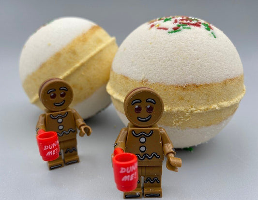 Gingerbread Bath Bomb with Gingerbread Boy Mini-Figure Inside - Berwyn Betty's Bath & Body Shop
